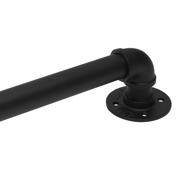 Rohrhandlauf, Heavy Duty Metall, tragfähig, 8ft, 3 Sektionen, Wandabstand: 8cmm, Schwarz