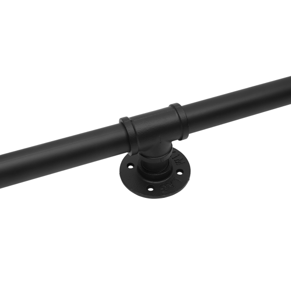 Rohrhandlauf, Heavy Duty Metall, tragfähig, 8ft, 3 Sektionen, Wandabstand: 8cmm, Schwarz