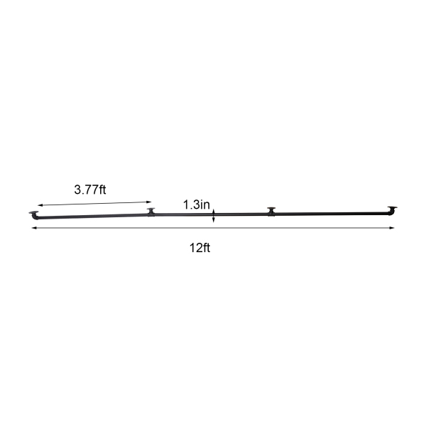 Rohrgeländer, hochbelastbares Metall mit Tragfähigkeit, stabile Konstruktion, 12 ft., 3 Abschnitte, Schwarz Rohrgeländer, hochbelastbares Metall mit Tragfähigkeit, stabile Konstruktion, 12 ft., 3 Abschnitte, Schwarz