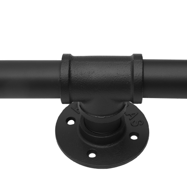 Rohrgeländer, hochbelastbares Metall mit Tragfähigkeit, stabile Konstruktion, 12 ft., 3 Abschnitte, Schwarz