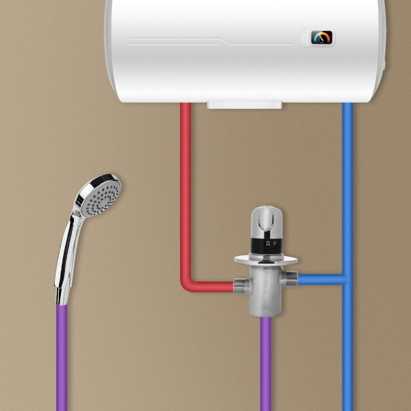 G1/2 Zoll Badezimmer-Eckventil, massives Kupfer, Silber, Dreiwege-Duschen-Umschaltventil, manuelles Duschen-Thermostat-Mischventil