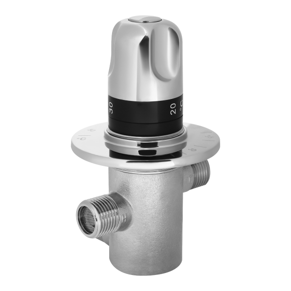 G1/2 Zoll Badezimmer-Eckventil, massives Kupfer, Silber, Dreiwege-Duschen-Umschaltventil, manuelles Duschen-Thermostat-Mischventil