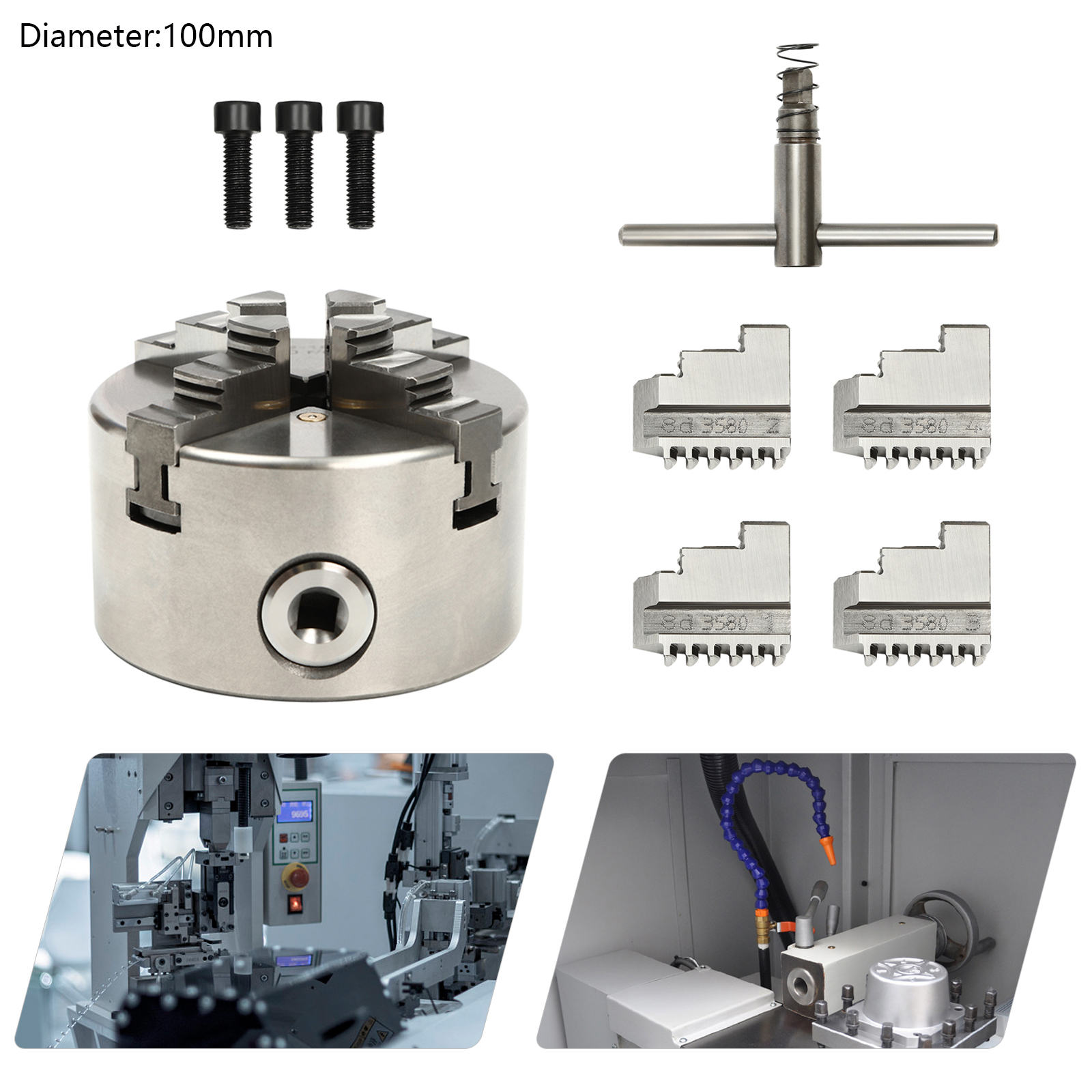 CNCEST 4 Backenfutter Drehbankfutter 80/100 mm Vierbackenfutter Zentral Backen Präzisions Chuck CNCEST 4 Backenfutter Drehbankfutter 80/100 mm Vierbackenfutter Zentral Backen Präzisions Chuck