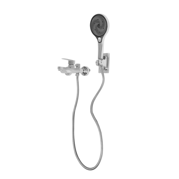 Mischventil-Duschbadewannenset, Badewannenhahn mit Handbrause, wandmontierter Badewannenhahn mit Duschkopf – Silber Mischventil-Duschbadewannenset, Badewannenhahn mit Handbrause, wandmontierter Badewannenhahn mit Duschkopf – Silber