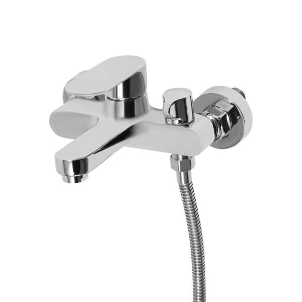 Mischventil-Duschbadewannenset, Badewannenhahn mit Handbrause, wandmontierter Badewannenhahn mit Duschkopf – Silber
