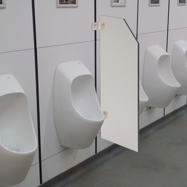 Urinal-Toilettentrennwand, wandmontierte Urinal-Trennwand für Männer, Urinal-Trennwand – abgeschrägt, hellgrau