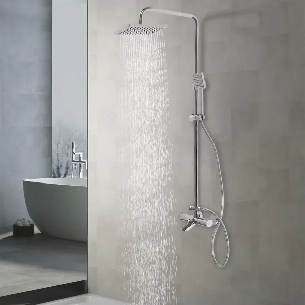 Duschsystem mit Thermostat, 304 Edelstahl Regen Dusche Dusche Armatur Set Bad Wasserhahn Thermostat Kupfer für Badezimmer