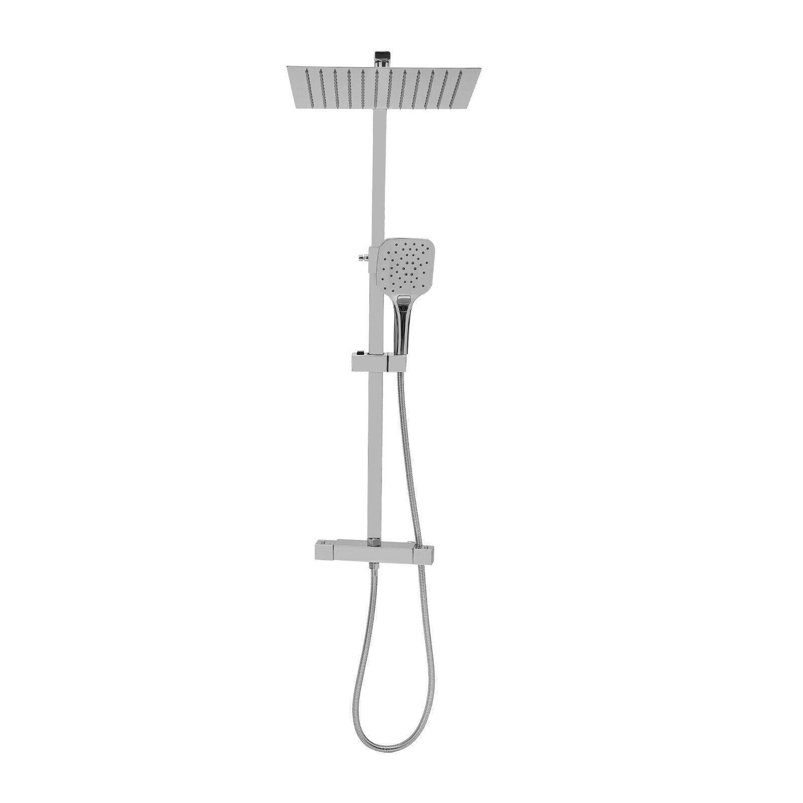 Duschset mit Thermostat Duscharmatur Duschsystem Regendusche 30cm Handbrause mit 3-Strahlarten Regenwalddusche