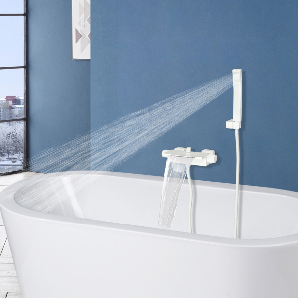 Badewannenarmatur Wasserfall Badewannenarmatur Ganzkupfer Wand Wasserfall Heiß- und Kaltdusche Badewannenarmatur, Weiß