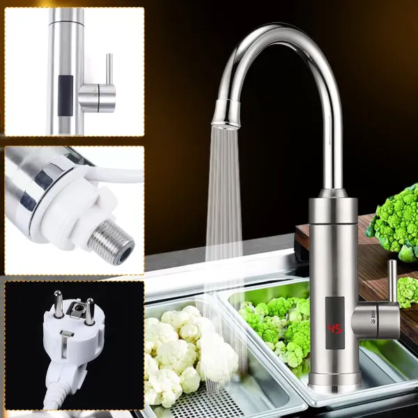 Elektrische Durchlauferhitzer Wasserhahn Küchenarmatur mit LCD-Temperaturanzeige 360° 3000W Elektrische Durchlauferhitzer Wasserhahn Küchenarmatur mit LCD-Temperaturanzeige 360° 3000W