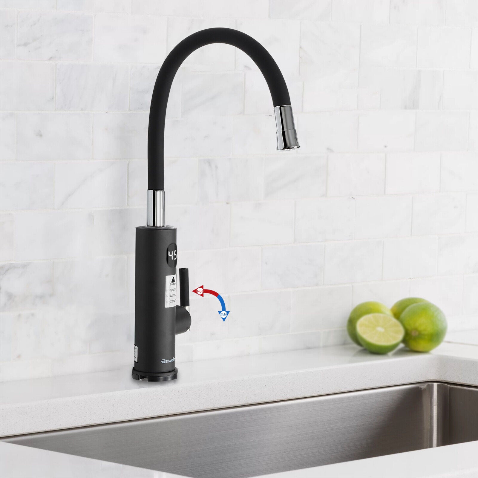 CNCEST Elektrischer Wasserhahn mit Wassererhitzer, 3200 W Instant Warmwasser Wasserhahn mit Digital Display Temperaturanzeige