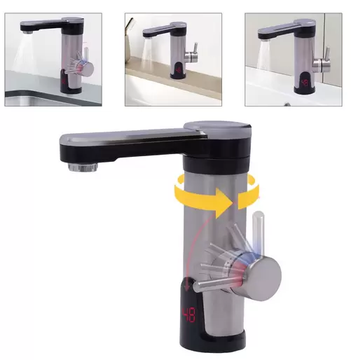 3300W Elektrischer Wasserhahn Elektrischer Warmwasserhahn Tankloser Warmwasserbereiter Edelstahl Küchenarmatur