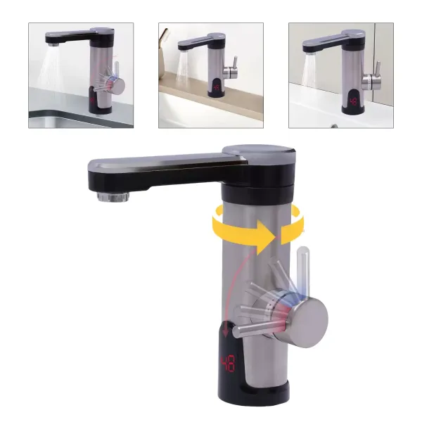 3300W Elektrischer Wasserhahn Elektrischer Warmwasserhahn Tankloser Warmwasserbereiter Edelstahl Küchenarmatur