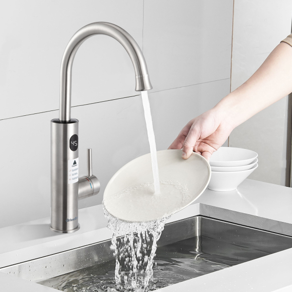 CNCEST Elektrisch beheizbarer Wasserhahn, Elektrischer Wasserhahn mit Temperaturanzeige, Küchenarmatur aus Edelstahl CNCEST Elektrisch beheizbarer Wasserhahn, Elektrischer Wasserhahn mit Temperaturanzeige, Küchenarmatur aus Edelstahl