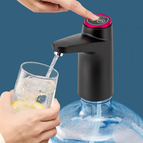 Wasserflaschenpumpe, USB-Ladegerät automatische Trinkwasserpumpe, für Zuhause Büro Küche Küche Camping, Schwarz