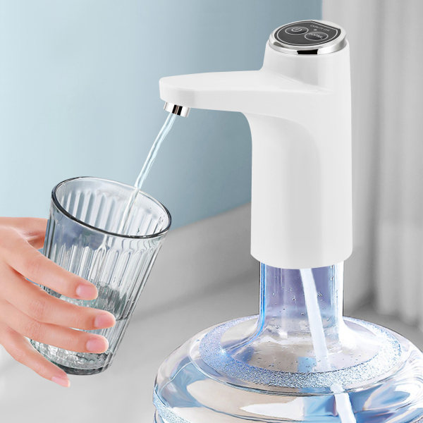 Wasserflaschenpumpe, USB-Ladegerät, automatische Trinkwasserpumpe, Haus, Büro, Küche, Camping, weiß