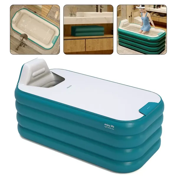 Automatische Aufblasbare Badewanne Faltbar Tragbar Zuhause Spa Wanne 160 cm Design Der Aufbewahrungstasche Für Badetücher (Grün)