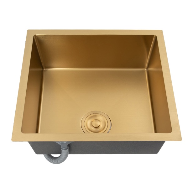 Küchenspüle 50 x 45 cm Spüle mit Ablauffilter Edelstahl (Gold)