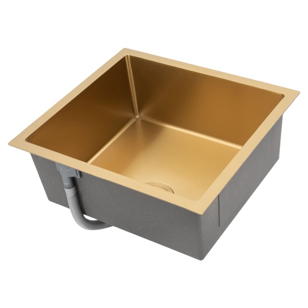 Küchenspüle 50 x 45 cm Spüle mit Ablauffilter Edelstahl (Gold)