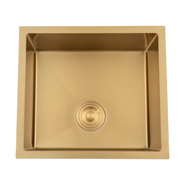 Küchenspüle 50 x 45 cm Spüle mit Ablauffilter Edelstahl (Gold)