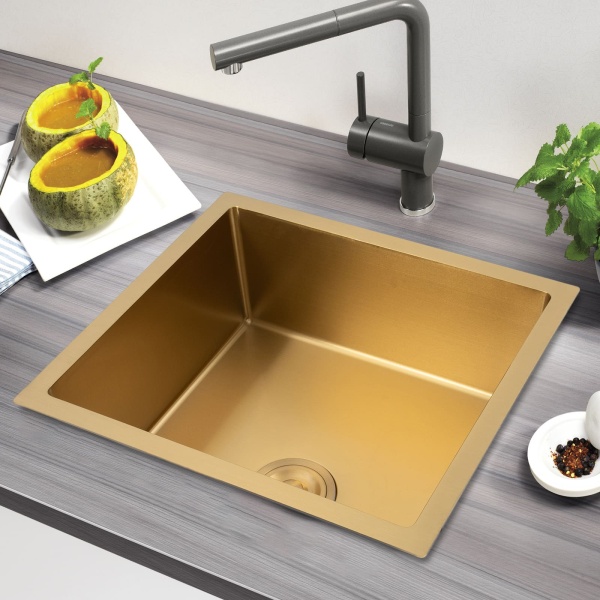 Küchenspüle 50 x 45 cm Spüle mit Ablauffilter Edelstahl (Gold) Küchenspüle 50 x 45 cm Spüle mit Ablauffilter Edelstahl (Gold)