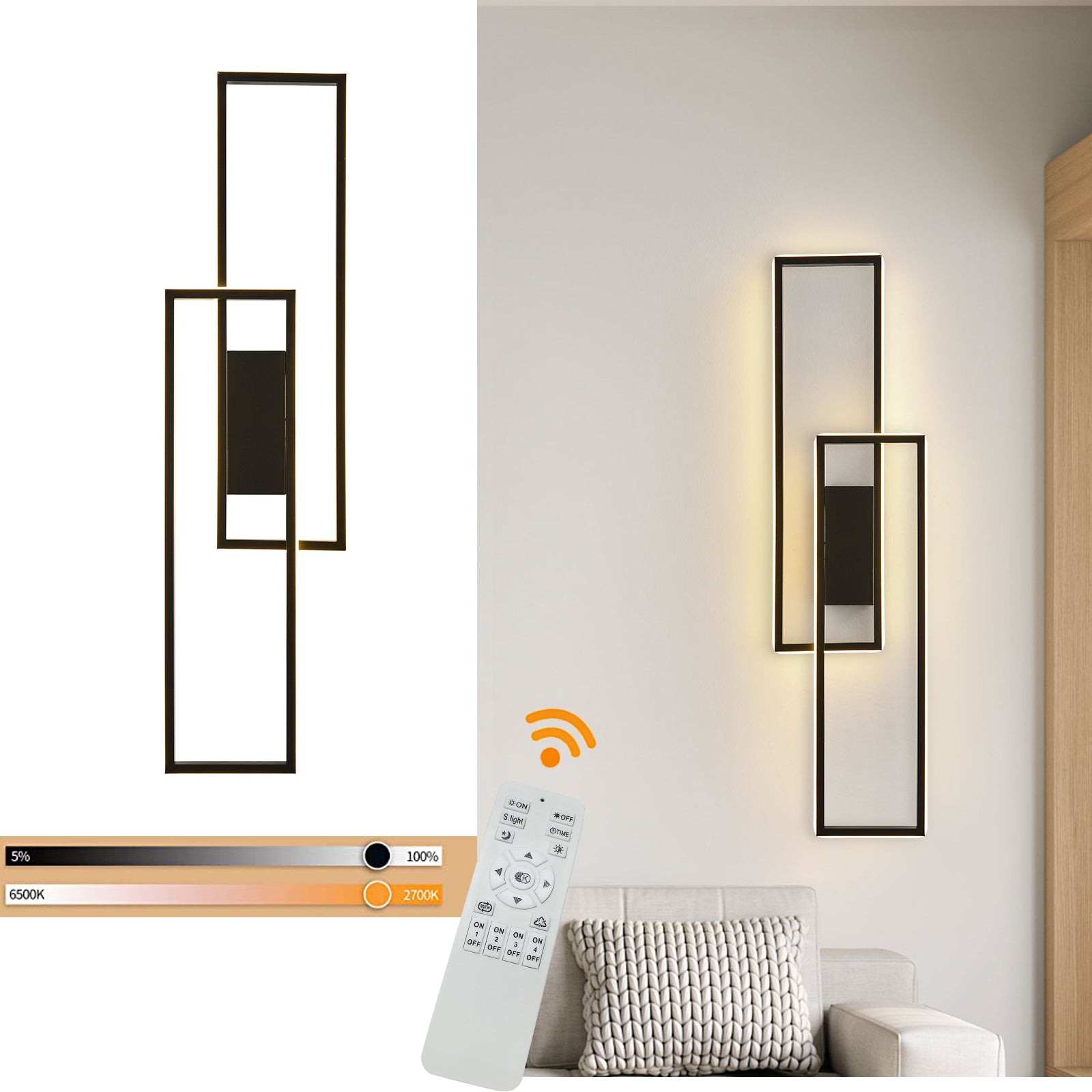LED Lange Wandlampe Acryl Metall LED Fernbedienung Beleuchtungs-Wandleuchte für Wohnzimmer Teeraum  [Energieklasse A]