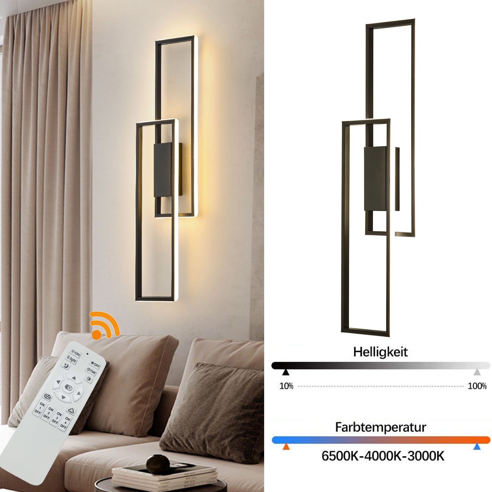 LED Lange Wandlampe Acryl Metall LED Fernbedienung Beleuchtungs-Wandleuchte für Wohnzimmer Teeraum  [Energieklasse A]
