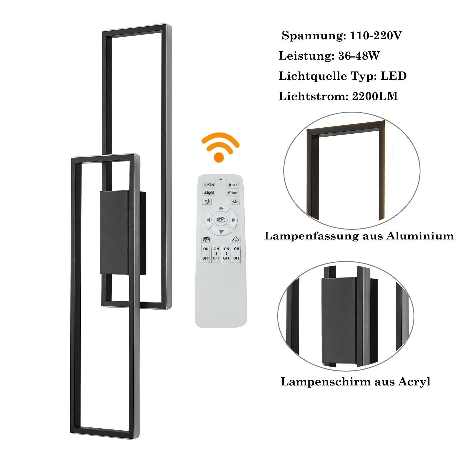 LED Lange Wandlampe Acryl Metall LED Fernbedienung Beleuchtungs-Wandleuchte für Wohnzimmer Teeraum  [Energieklasse A]