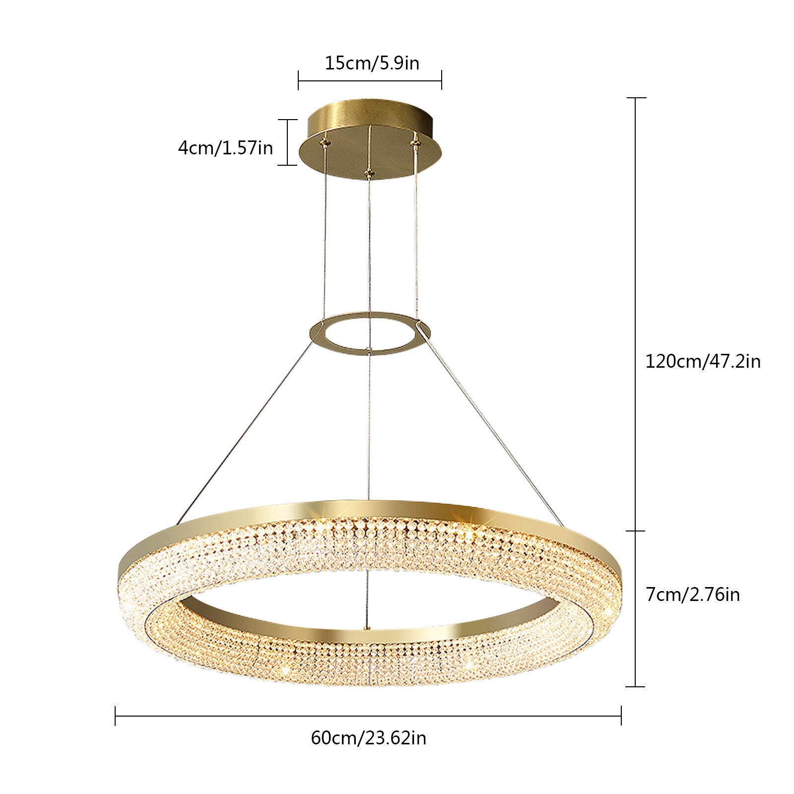 Moderne Kristall Kronleuchter Gold LED Deckenleuchte, Rund Esszimmer , Ring Wohnzimmer Kronleuchter [Energieklasse A+]