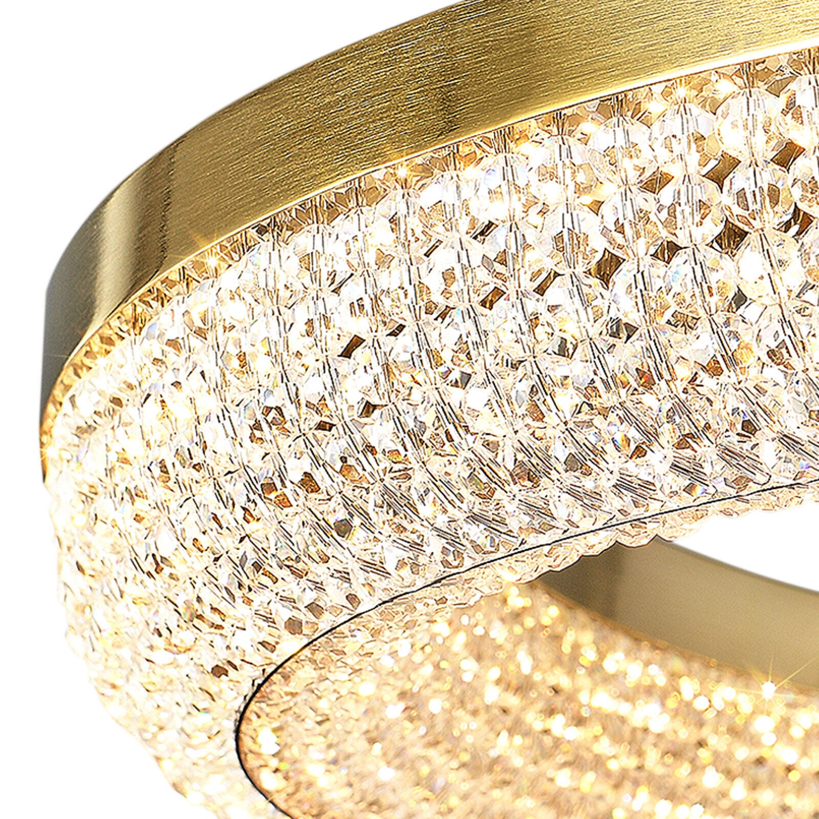 Moderne Kristall Kronleuchter Gold LED Deckenleuchte, Rund Esszimmer , Ring Wohnzimmer Kronleuchter [Energieklasse A+]