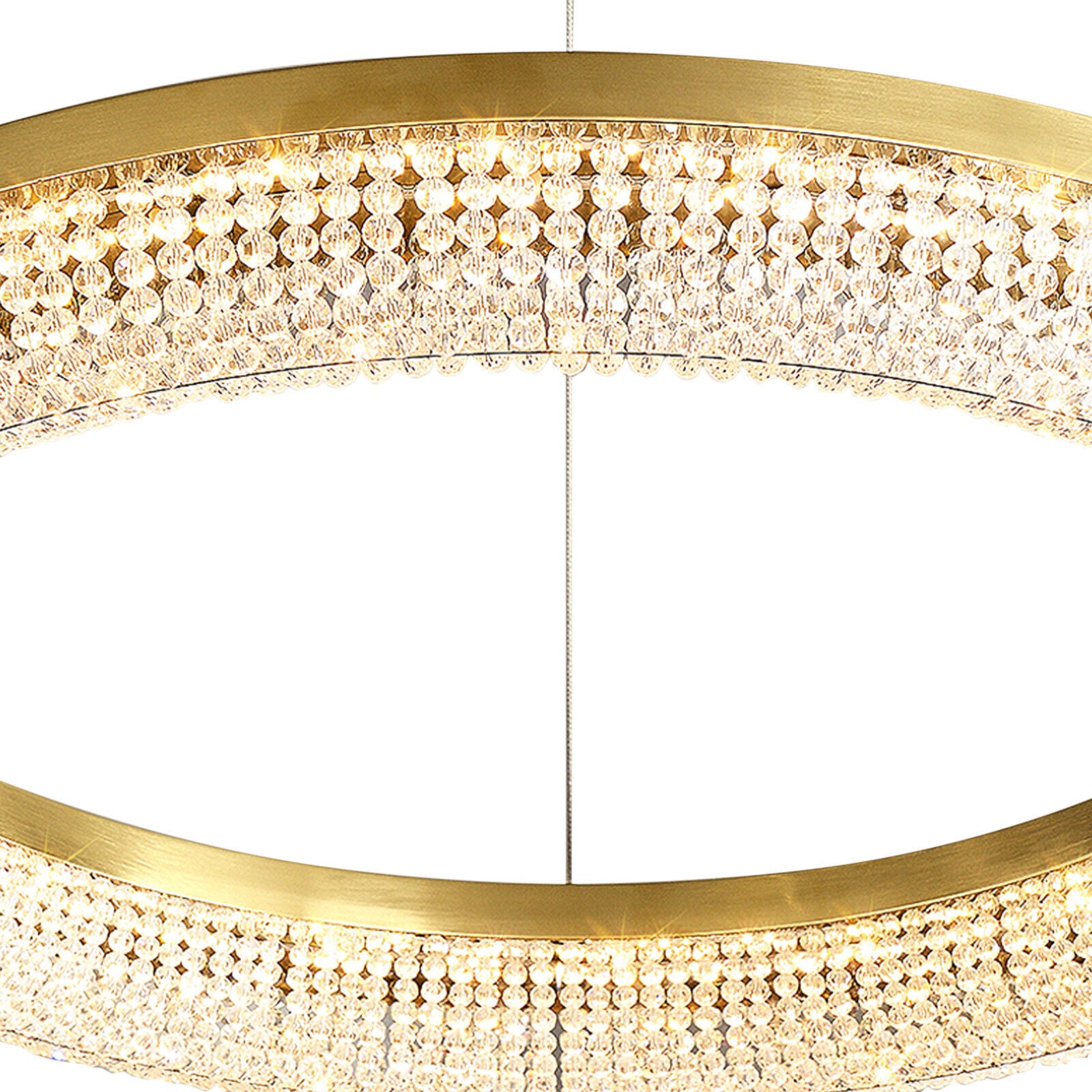 Moderne Kristall Kronleuchter Gold LED Deckenleuchte, Rund Esszimmer , Ring Wohnzimmer Kronleuchter [Energieklasse A+]