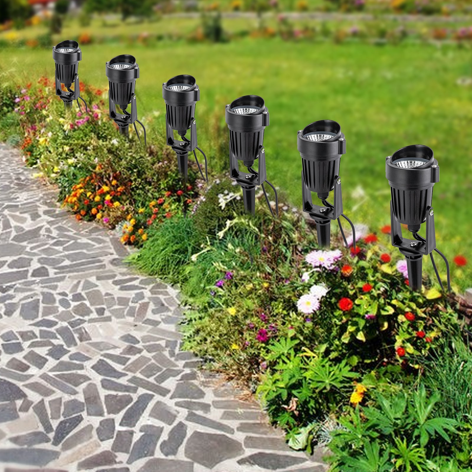 6-teilige LED RGB Garten Feenlicht Garten Beleuchtung Licht Außen Fernbedienung