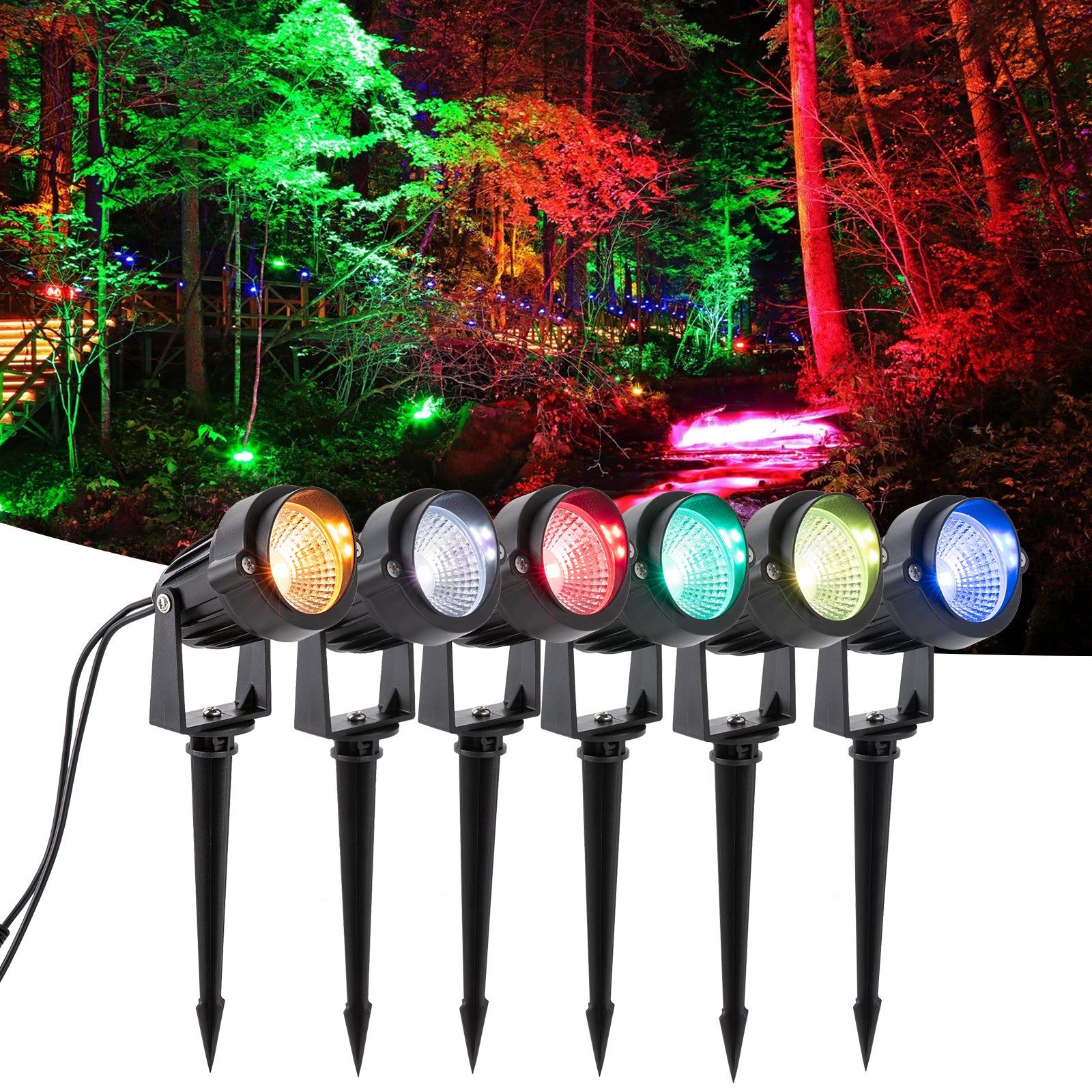 6-teilige LED RGB Garten Feenlicht Garten Beleuchtung Licht Außen Fernbedienung