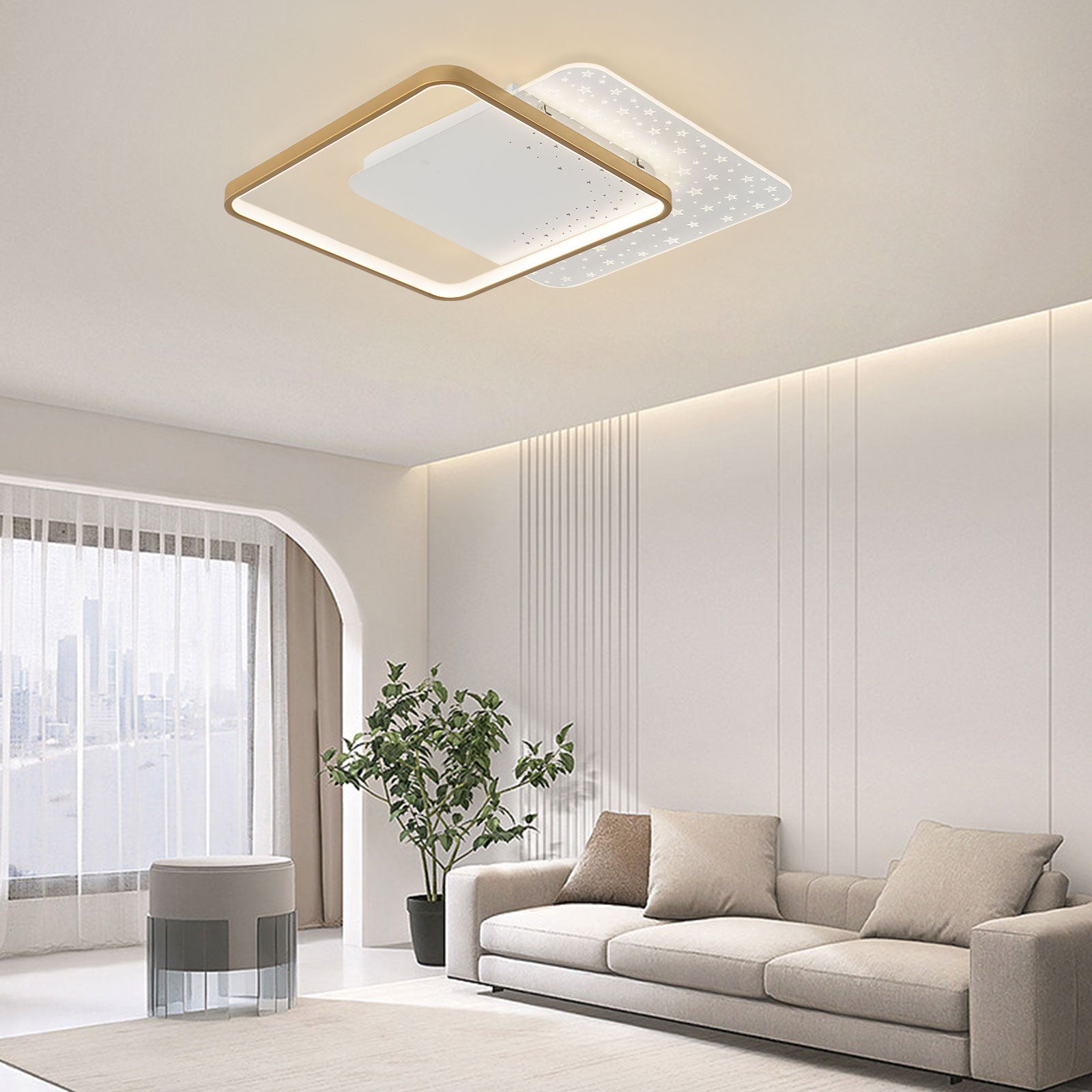 Schlafzimmer Quadrat Lampe LED Deckenleuchte Befestigung 3-Farbe +Fernbedienung