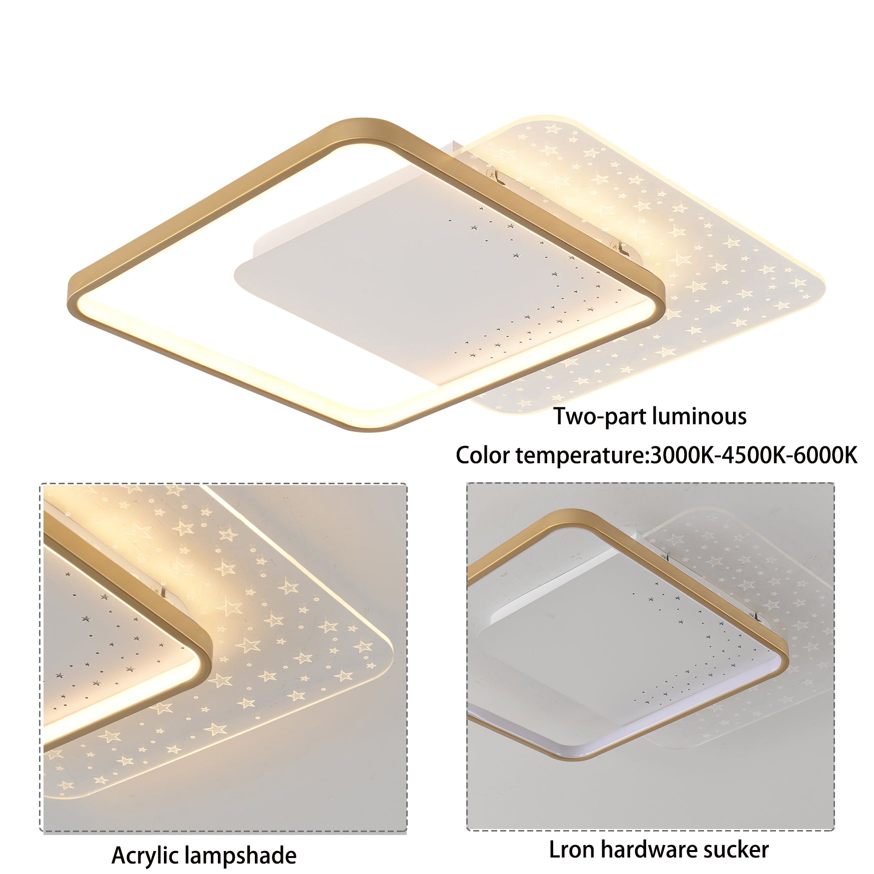 Schlafzimmer Quadrat Lampe LED Deckenleuchte Befestigung 3-Farbe +Fernbedienung