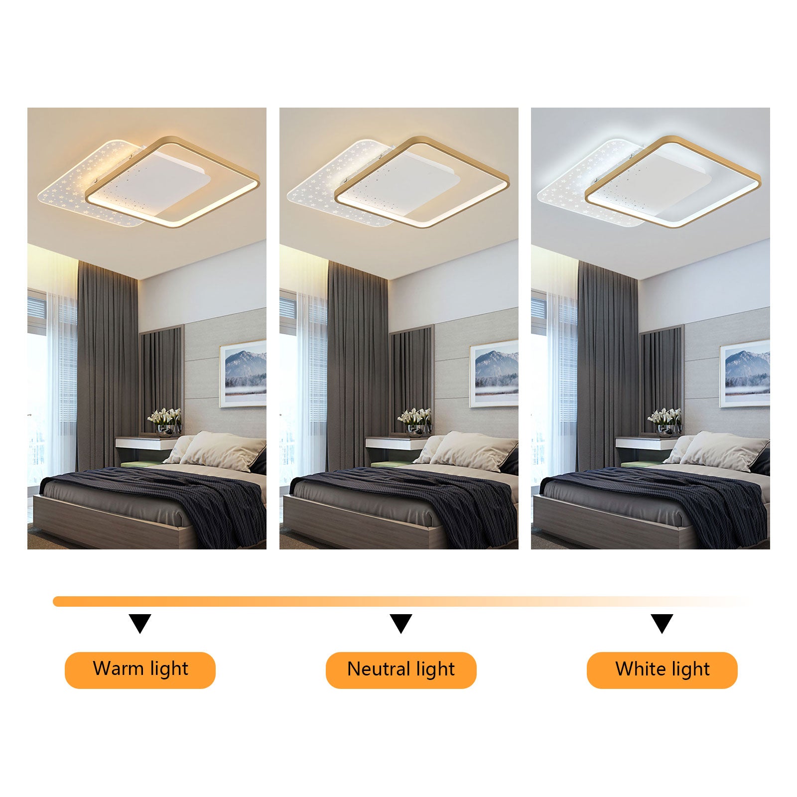 Schlafzimmer Quadrat Lampe LED Deckenleuchte Befestigung 3-Farbe +Fernbedienung