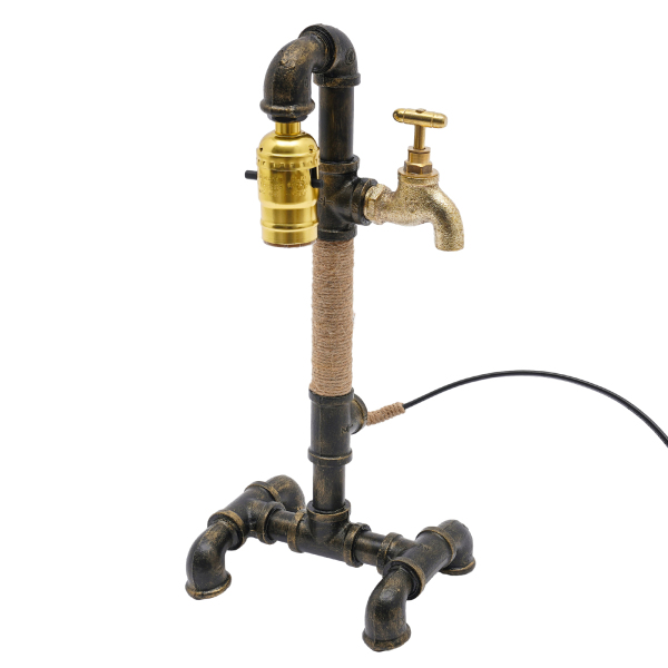 Tischlampe Schreibtischlampe Kreative industrielle Wasserrohrlampe für das Bett (ohne Glühbirne)