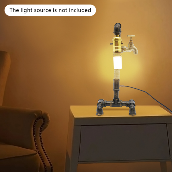 Tischlampe Schreibtischlampe Kreative industrielle Wasserrohrlampe für das Bett (ohne Glühbirne)