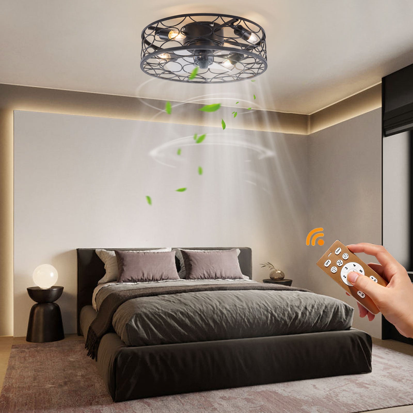 Deckenventilator mit Beleuchtung, Lampe mit Ventilator und Fernbedienung Timer