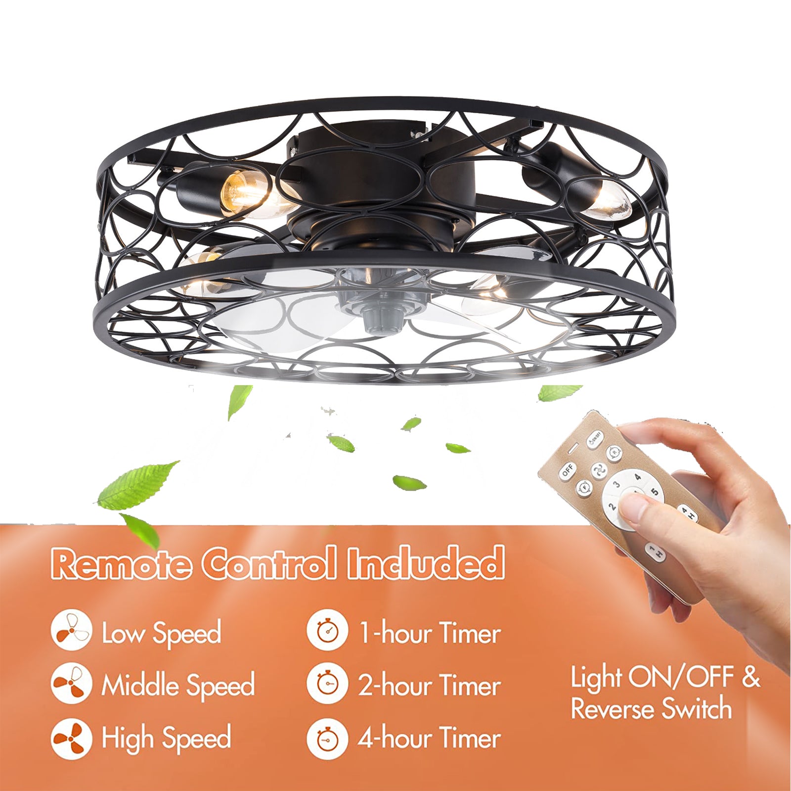Deckenventilator mit Beleuchtung, Lampe mit Ventilator und Fernbedienung Timer