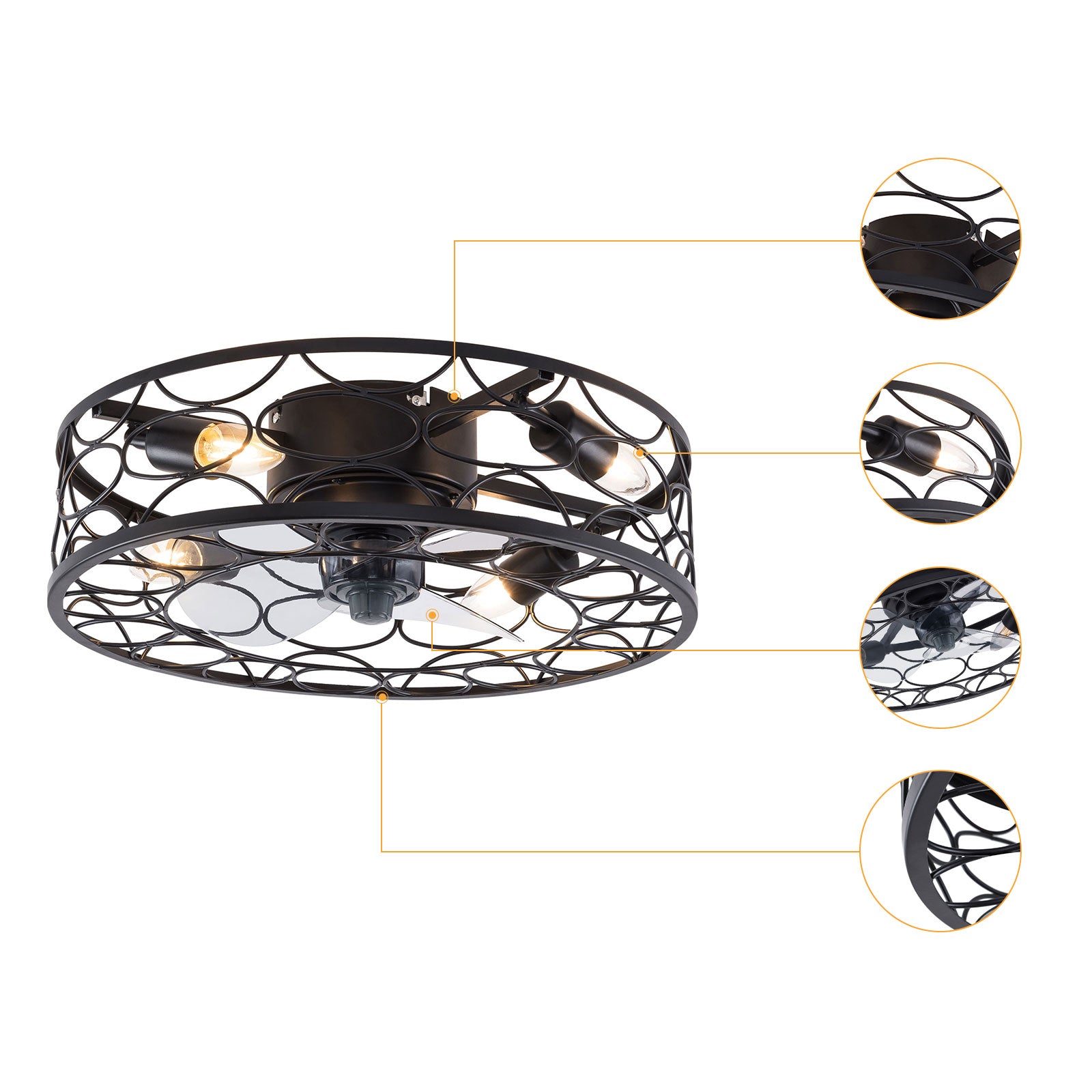 Deckenventilator mit Beleuchtung, Lampe mit Ventilator und Fernbedienung Timer