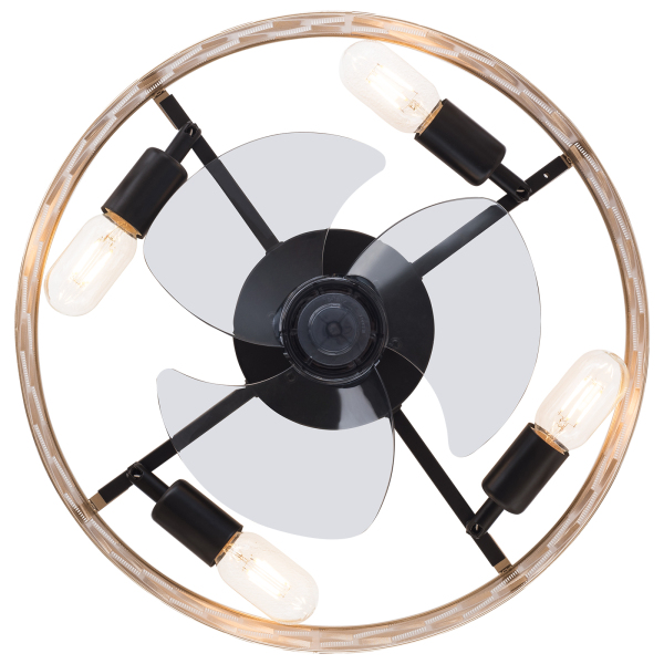 18-Zoll-Ventilator-Kronleuchter, Gold, Decke, keine Lichtquelle, E27 x 4, Wechselrichter mit Fernbedienung, geeignet Gold