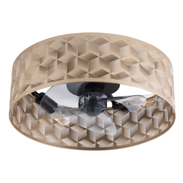18-Zoll-Ventilator-Kronleuchter, Gold, Decke, keine Lichtquelle, E27 x 4, Wechselrichter mit Fernbedienung, geeignet Gold