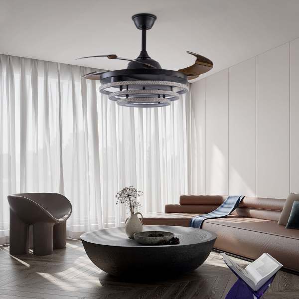 Deckenventilator mit LED Beleuchtung Dimmbar Lüfter Kronleuchter Fernbedienung