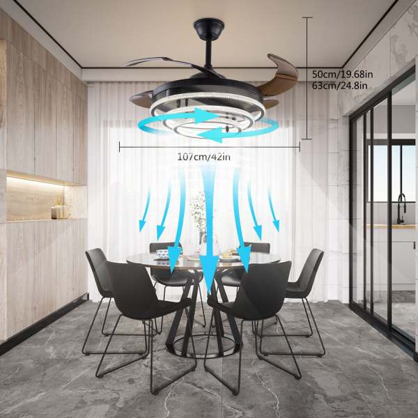 Deckenventilator mit LED Beleuchtung Dimmbar Lüfter Kronleuchter Fernbedienung
