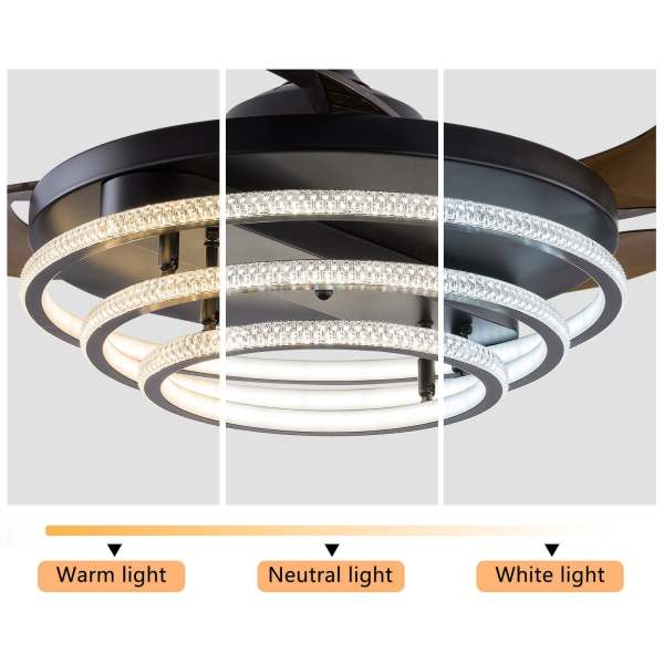 Deckenventilator mit LED Beleuchtung Dimmbar Lüfter Kronleuchter Fernbedienung
