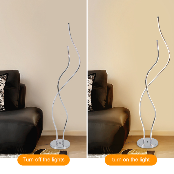 Stehleuchte, Spiralleuchte, 1,3 m hohe LED-Stehleuchte, silberfarben