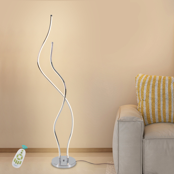 Stehleuchte, Spiralleuchte, 1,3 m hohe LED-Stehleuchte, silberfarben