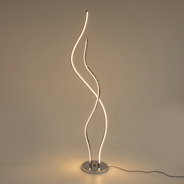 Stehleuchte, Spiralleuchte, 1,3 m hohe LED-Stehleuchte, silberfarben