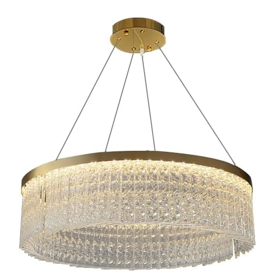 220V Deckenleuchte Glas Kronleuchter Runde Gold LED Hängende Lampe Beleuchtung [Energieklasse A+++]